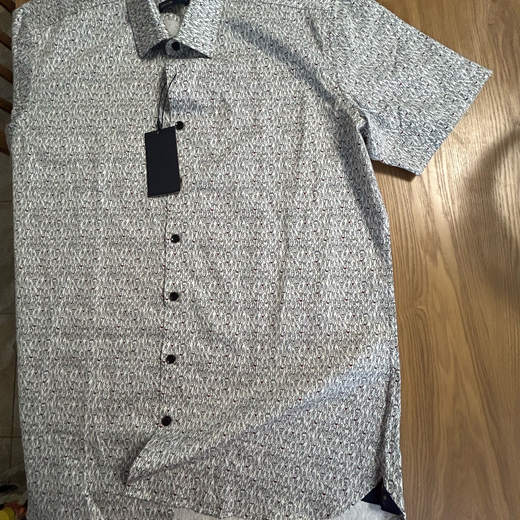 The Shirt Bar Bunny Print Shirt L Nwt | White Silky Tailored Fit